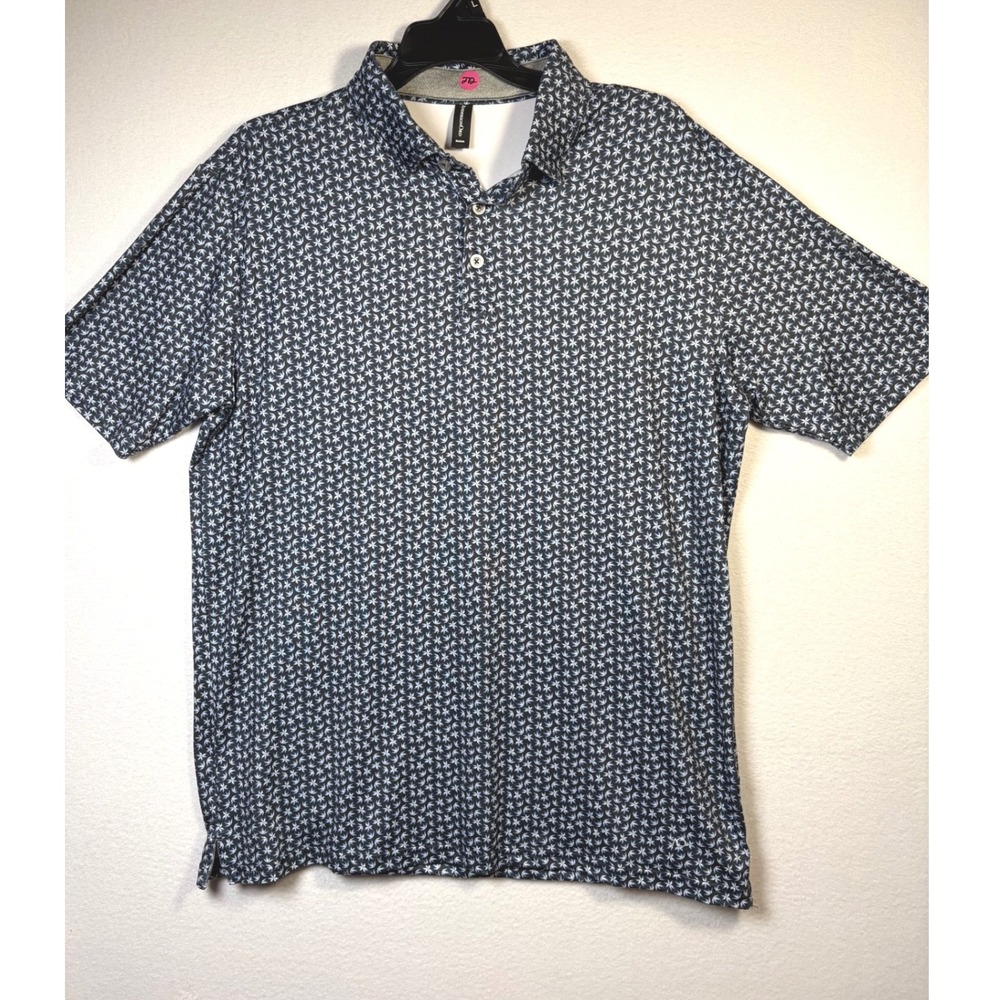 AndersonOrd Polo Shirt Mens Medium Blue Excellent Floral Performance Golf Tee